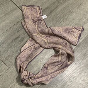 Echo Made in Japan 100% Silk Lavender & Cream Paisley Oblong Scarf 56x10 Vintage